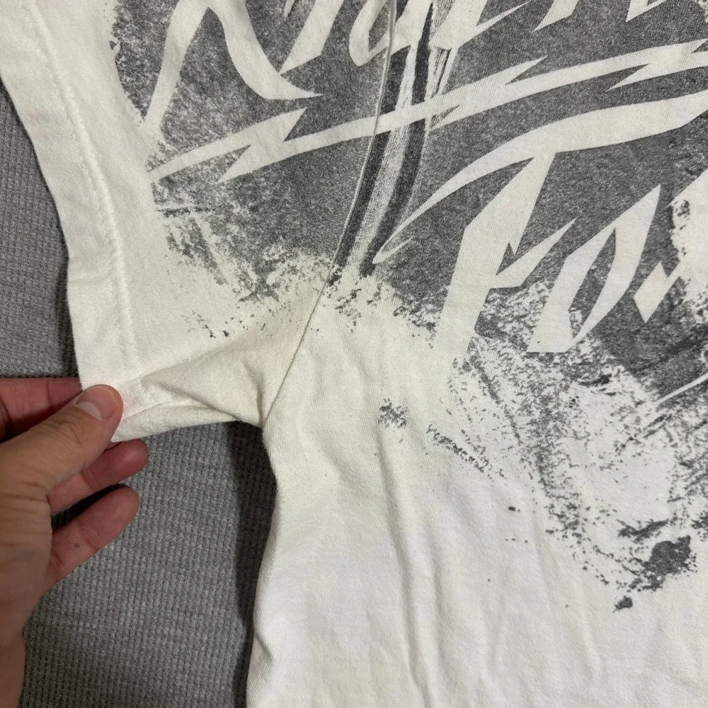 Fox Racing Riders Co Graphic T-Shirt All Over Print Y2K White Black Mens Large